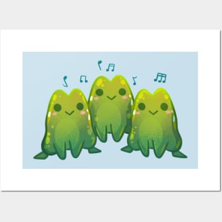 Green Singing Frog Trio Posters and Art